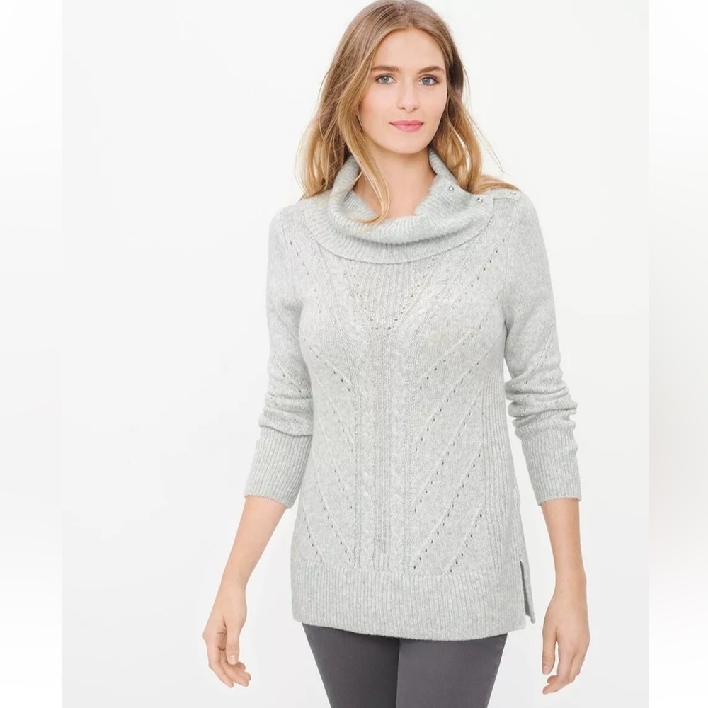 White House‎ Black Wool Blend Market Cable Knit Pullover Sweater Gray Sz S NWOT
